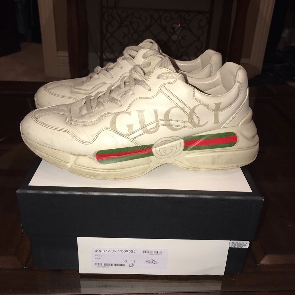 Authentic Gucci rhython leather sneakers!